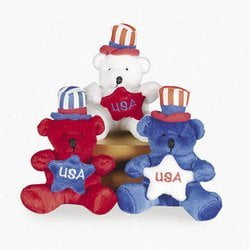 Details about   3 Patriotic Plush Teddy Bears 5" Tall Red/White/Blue  Collectible Brand NEW 