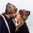 thumbnail image 5 of Yiaed Vibrant Bouquet Waterfall Print Winter Beanie for Men Women, Fleece Lined Beanie Soft Warm Knit Hat Ski Stocking Cuffed Ca, 5 of 6