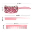 thumbnail image 3 of Graflsoa Pink Hair Styling Kit: Detangling Brush, Wide-Tooth Comb, and Pointed Tail Comb for All Hair Types, ABS Plastic, 3-Piece Set, Perfect Gift for Hair Enthusiasts, 3 of 7