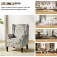 thumbnail image 5 of Wingback Accent Chair with Floral Pattern, Traditional Fabric Armchair Nailhead Trim Wooden Legs for Living Room Bedroom Beige, 5 of 8
