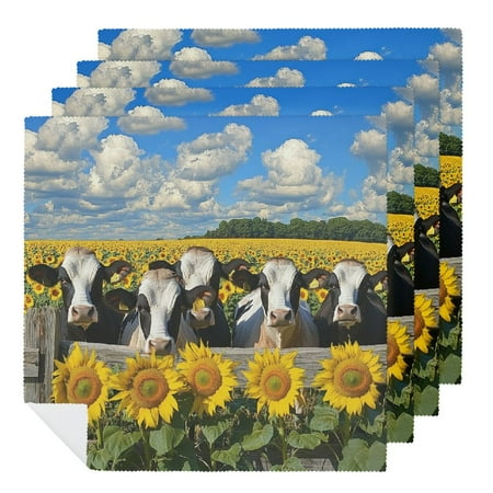 

FUMJ Sunflowers Cloth Napkins Polyester for Farmhouse Party Dining Table Decor Kitchen Daily Use Housewarming Decor 6 PCS