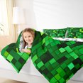 thumbnail image 4 of Manfei Chic Green Square Full Size Comforter Sets for Boys, Rectangle Geometric Bedding Comforter Set, Futuristic Abstract Reversible Bedding Sets, Ultra Soft Home Decor, 3 Pieces, 4 of 8
