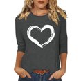 thumbnail image 1 of Plebaso Hauts Cœur pour Femmes Manches 3/4 Col Rond T-Shirts Graphiques Mignons Imprimés Blouses Décontractées pour Femmes, 1 of 6