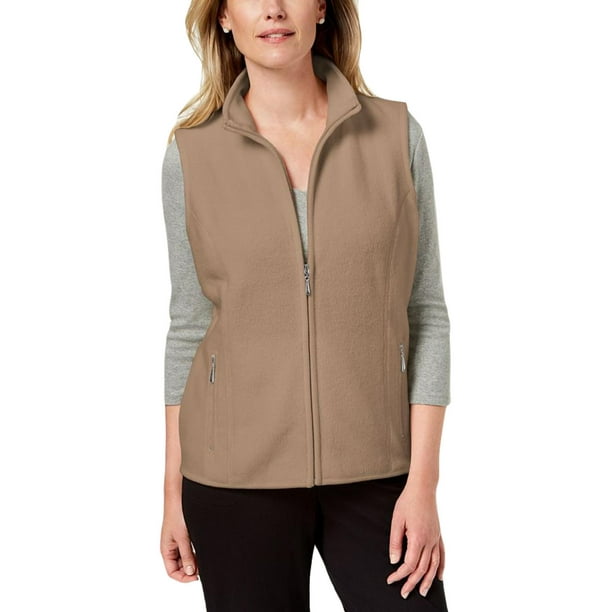 Persoonlijk Rijp injecteren Karen Scott Sport Womens Petites Sport Vest Fleece Full Zip Vest Brown PP -  Walmart.com