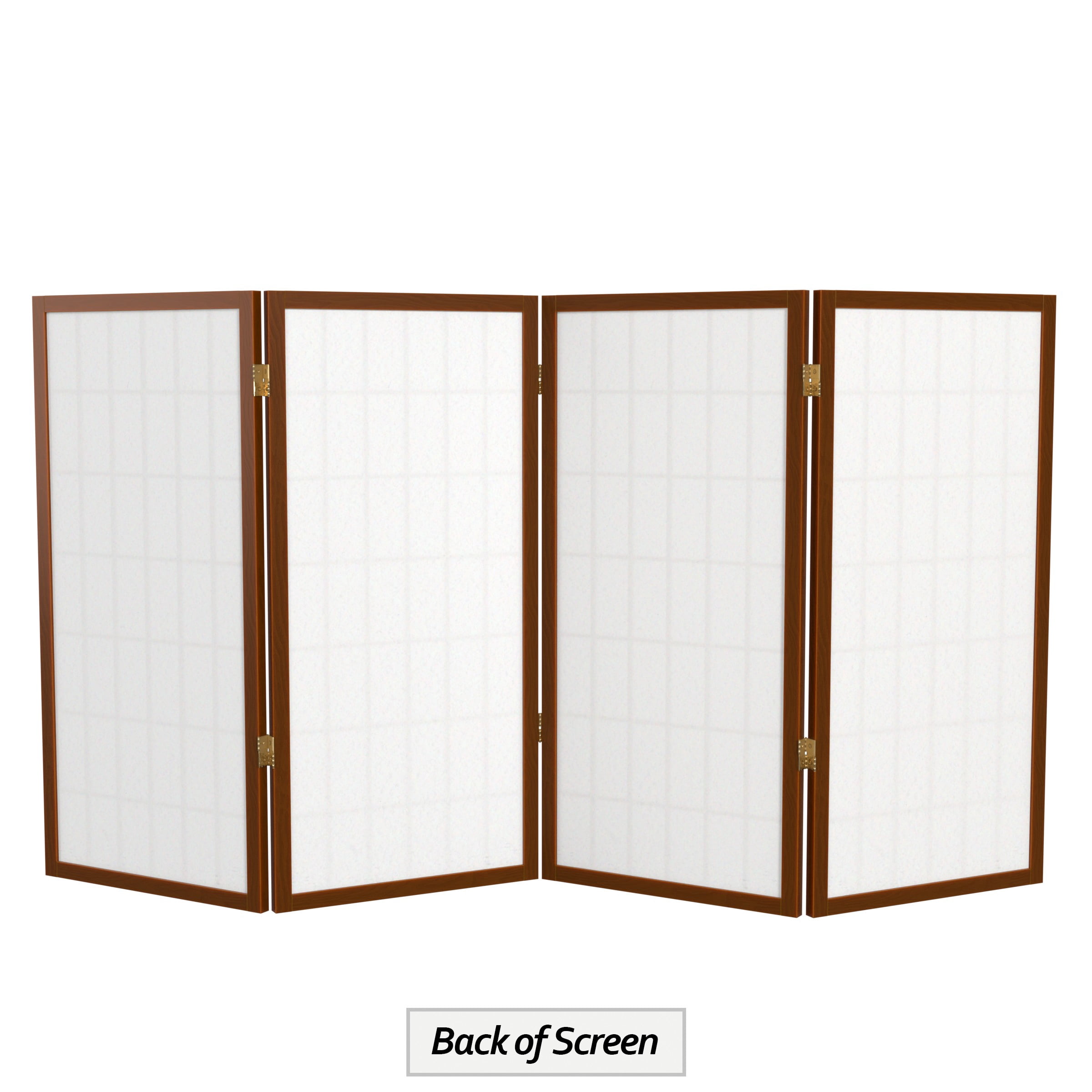 3 ft. Tall Classic Japanese Window Pane Lattice Privacy Screen - Walnut - 4 Panels