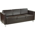 thumbnail image 6 of OSP Home Furnishings Pacific Easy-Care EspressoFaux Leather Sofa Couch with Box Spring Seats and Silver Color Legs, 6 of 8
