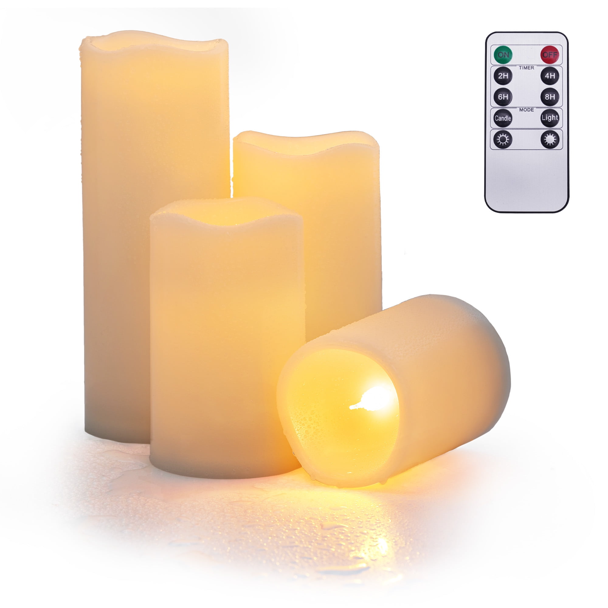 WYZworks Weatherproof Flickering LED Flameless Outdoor Pillar Candles