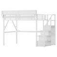 thumbnail image 5 of Mirightone Queen Size Loft Bed with Stairs, Metal Loft Bed Frame with Storage,Under-Bed Desk, Wardrobe Heavy-Duty Gaming loft bed with built-in Light & Charging Station for Adults, Teens（White）, 5 of 11