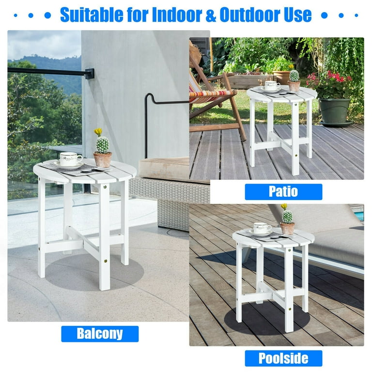 White wooden outdoor side table deals