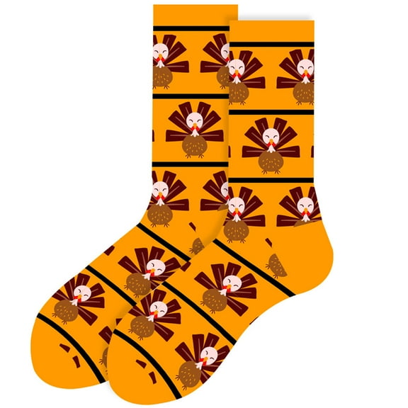 Thanksgiving Socks for Women Men Colorful Fall Designs Pumpkins Turkeys Leaf Pattern Cotton Middle Tube Socks Hosiery