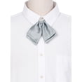 thumbnail image 4 of CORBATA DE LAZO DOBLE CAPA AJUSTABLE DE SATÉN PARA MUJERES INSPIRE CHIC PARA CAMISA UNIFORME GRIS PLATA TALLA ÚNICA, 4 of 5