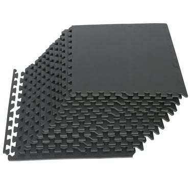 ZENSTYLE 24" X 24" Floor Mat Puzzle Exercise Mat EVA Training Interlocking Tile, 12 Pieces Black
