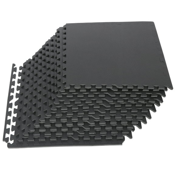 ZENY 12 Pieces 24 x 24" Puzzle Exercise Floor Mat with EVA Training Interlocking Tile, Black