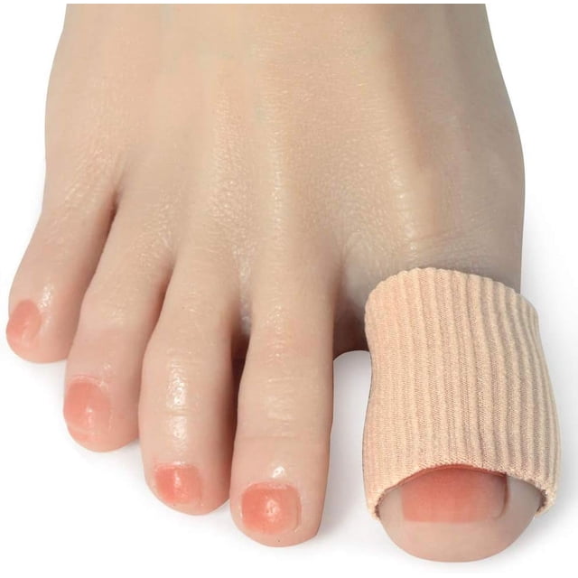 Cuttable Toe Tubes Sleeves, 5 Pack, Made of Elastic Fabric Lined with Silicone Gel. Toe Sleeve Protectors Relief Toe Pressure Pain, Corn and Calluses Remover (for Big Toe, 15cm Length)