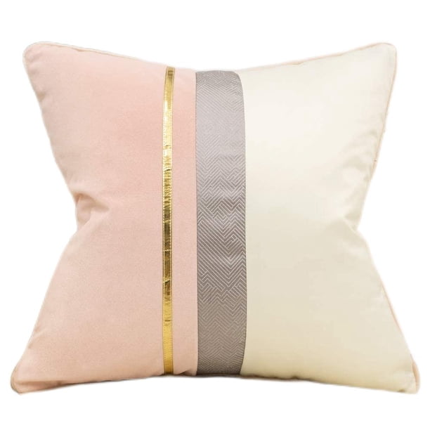 Funda de cojín de terciopelo de retazos de cuero dorado de 18 x 18 pulgadas, funda de almohada moderna de lujo, almohada decorativa para sofá, sala de estar, dormitorio, coche Namotu CZJJ-ZC107-2