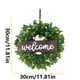 thumbnail image 3 of Corona de simulación, decoración de puerta de bienvenida, corona verde, letrero de madera colgante, 3 of 7