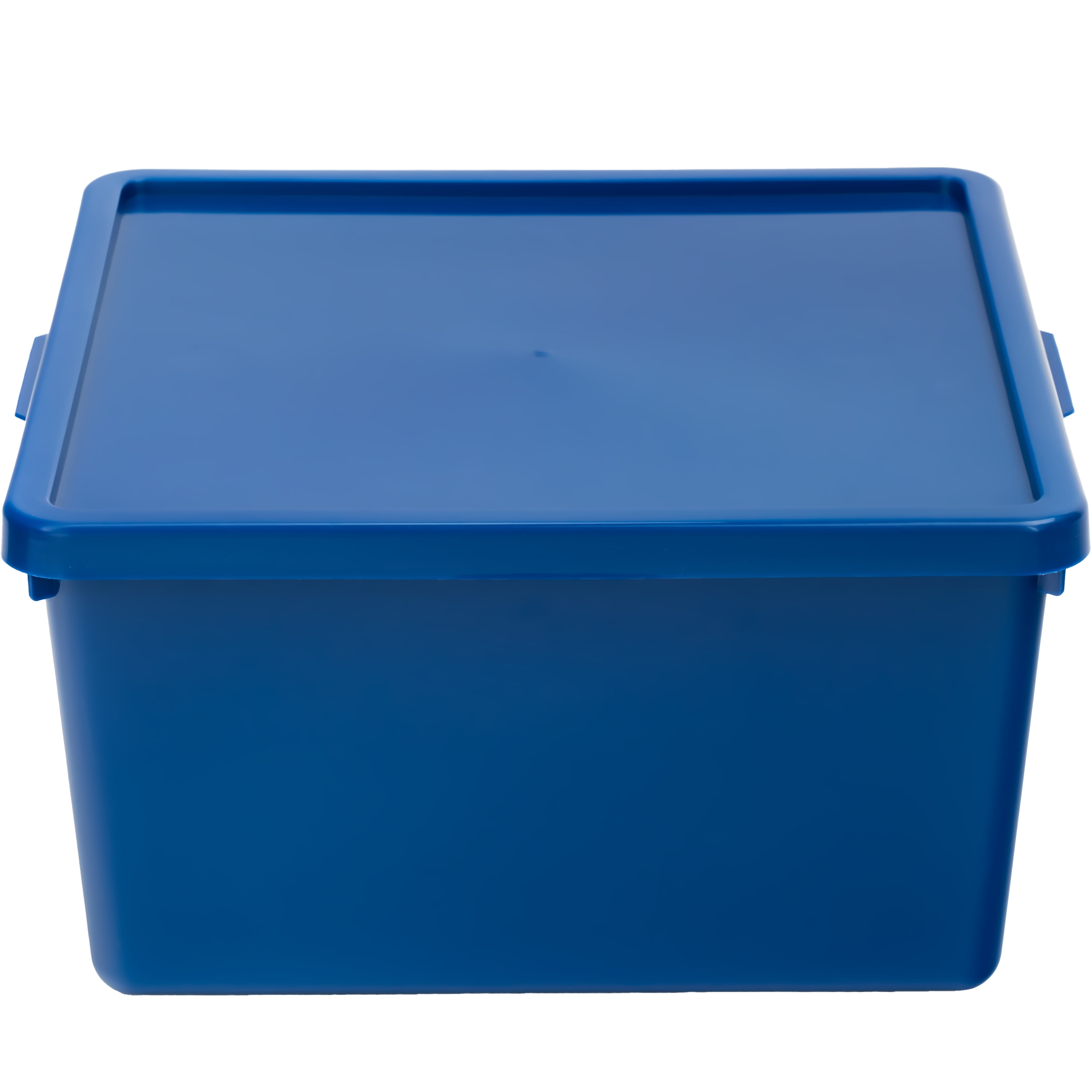 Your Zone Kids Medium Plastic Stacking Storage Bin with Lid, Blue, 12 in x 12.4 in x 6.3 in
