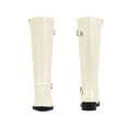 thumbnail image 2 of BLISSFUL STEP Women's Boots Faux Leather Knee High Riding Buckle Side Zipper Chunky Low Heel Boots Cream 6, 2 of 6
