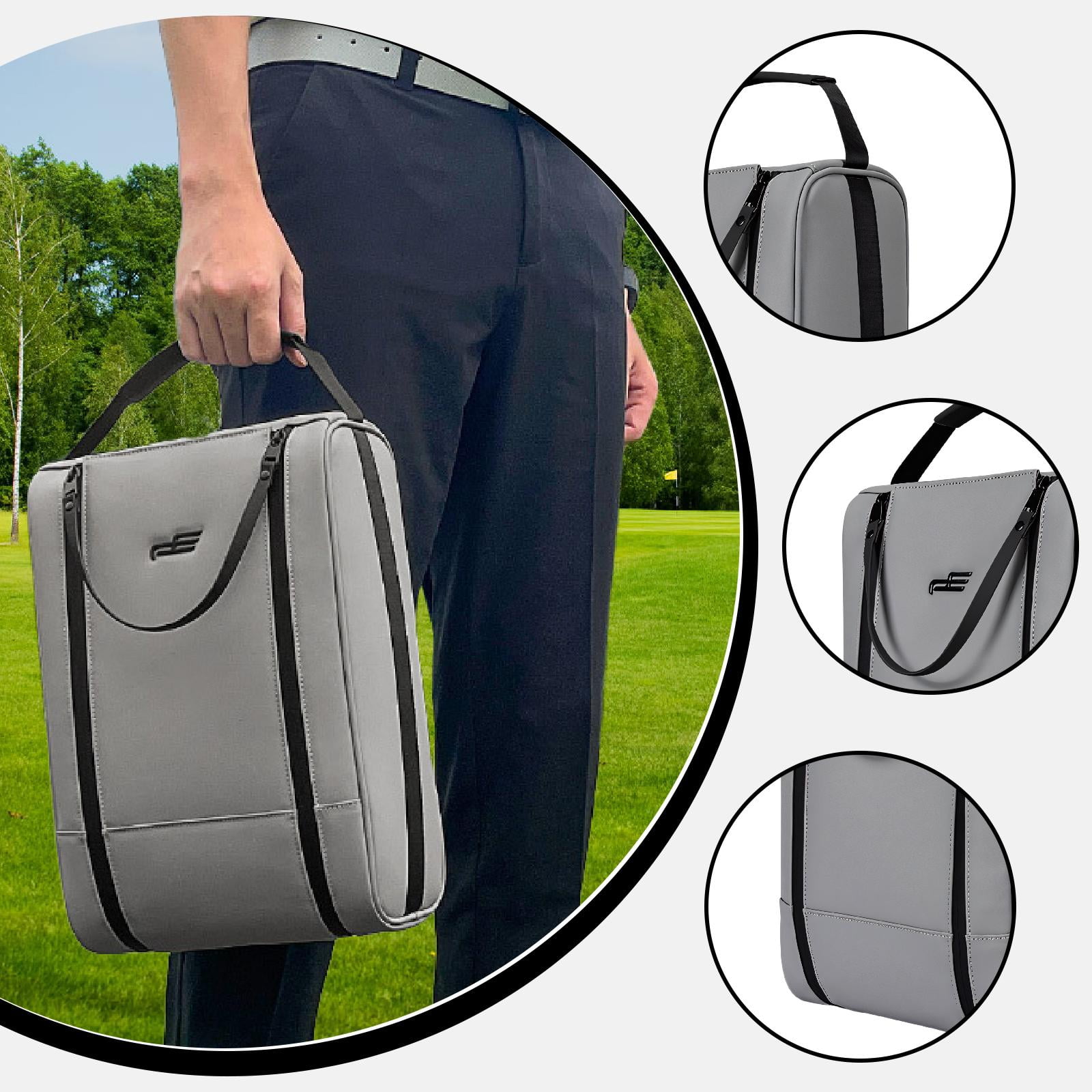Golf Shoe Bag Organizer Carrier PU Leather Lightweight Design for Adult Travel Gym Sports Use