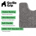 thumbnail image 3 of GORILLA GRIP Bathroom Rug, Contour Toilet Bath Rugs, Quick Dry Plush Chenille, Machine Wash and Dry, 24x19.5, Gray, 3 of 10