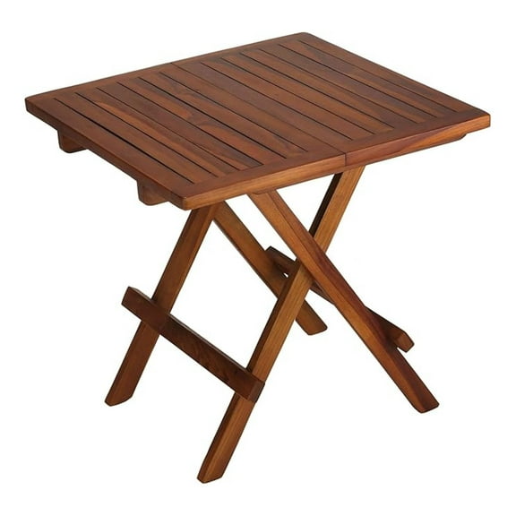 Ravinia Folding Teak Small Table, Oiled Finish Brown