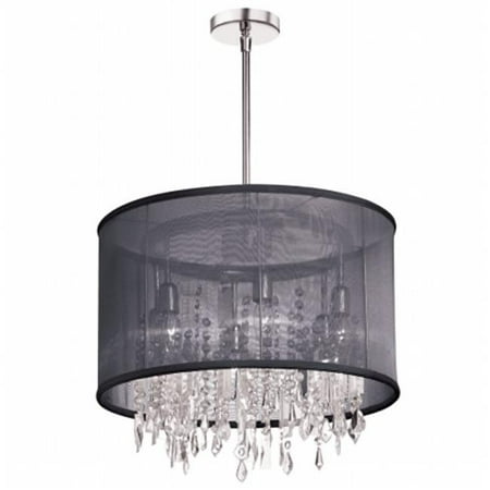 

Radionic Hi Tech CHA-85301-PC-115-RHT Bohemian 6 Light Crystal Pendant With Black Organza Drum Shade