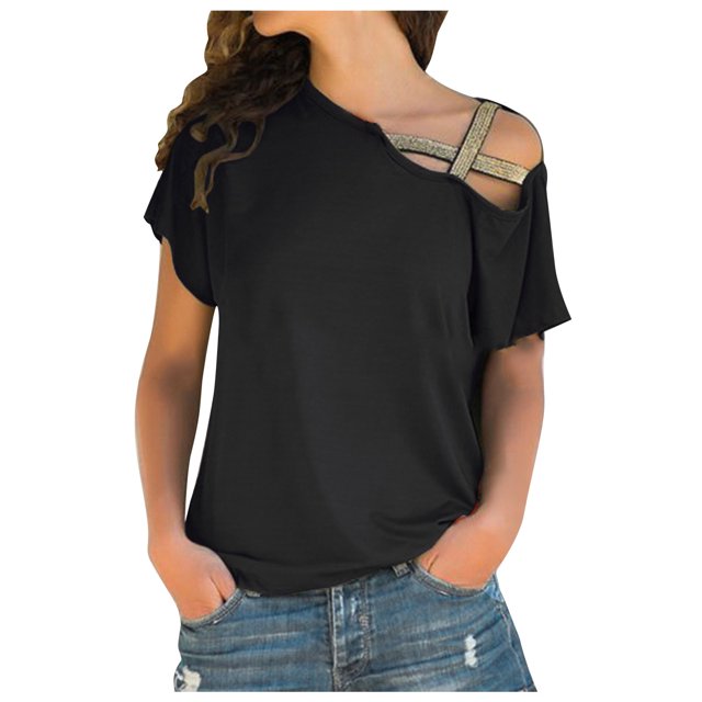 Birdeem Womens Spring and Summer Solid Breast-Feeding Pregnant Woman Casual Shoulder Cross Irregularity Blouse