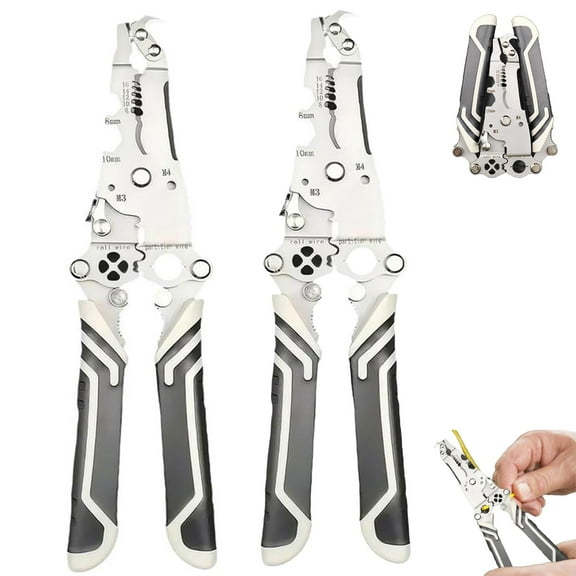 2Pcs - 18 in 1 Wire Stripper Foldable - 2025 New Foldable Ｗire Stripper Crimper, Multi-Function Wire Strippers for Cutting and Pulling Wires Cable Scissors,Wire Stripper Tool
