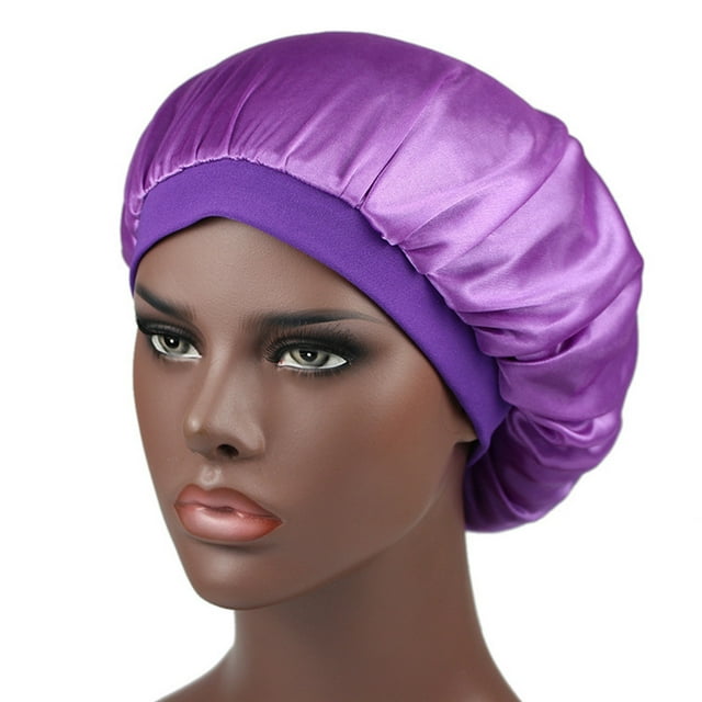 WIFKLSIIPG Wide Elastic Band Satin Sleep Bonnet Soft Night Sleeping Cap for Women