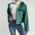 thumbnail image 2 of Women's Short Wool Button-Down Lapel Warm Puffy Coat with Pockets, 2 of 8