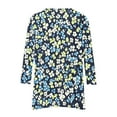 thumbnail image 7 of CYMMPU Spring Tops Round Neck Summer Fashion Shirts 3/4 Sleeve Loose Fit Blouses for Women Dressy Casual Flower Pattern Tunic Tops Flare Hem Hide Belly Tops to Wear with Leggings T-Shirts Blue S, 7 of 7