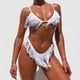 thumbnail image 3 of Conjunto de bikini con borlas y corte alto, traje de baño brasileño para mujer, traje de baño de fiesta Blanco XL, 3 of 8
