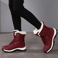 thumbnail image 4 of Mepaouo Womens Winter Snow Boots Waterproof Mid Calf Warm Insulated Lace up Boots(Red,6), 4 of 5