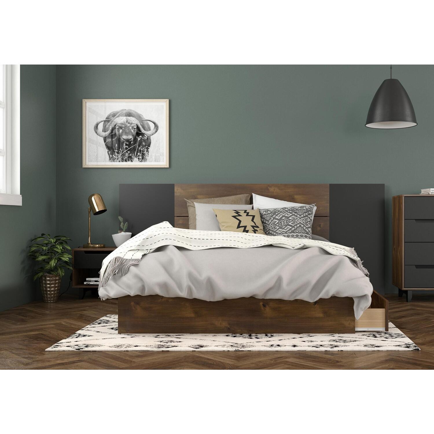 Nexera Oscuro Full Size Platform Bed Set 402141, Truffle & Black
