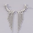 thumbnail image 4 of Sunyuer 2PCS Tassel Zircon Earrings and Ear Cuffs - No Piercing Flower Climber Wrap Around Earrings - Fairy Ear Clip Jewelry Gifts, 4 of 7