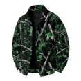 thumbnail image 1 of GrmtClth Retro Mens Leaf Camo Retro Woodland Print Jacket Long Sleeve Snap Closure Loose Fit Autumn Daily Outerwear Green 3XL, 1 of 3