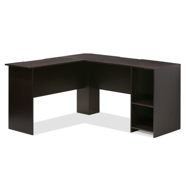 Furinno Indo L Shaped Desk With Bookshelves Espresso Walmart