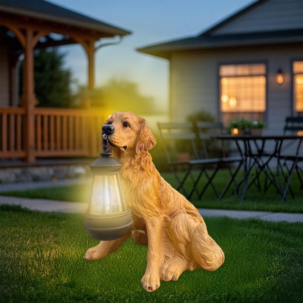 Adorno Solar Colgante para Perro | Figura de Cachorro de Resina con Luz Led Solar | Decoración de Jardín Exterior Resistente a La Intemperie | Iluminación Ambiental de Bajo Consumo para Patio y Jardí