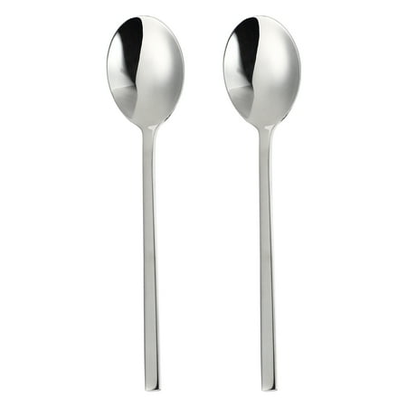 

2 Pcs Stainless Steel Spoons with Square Handle Long Spoons Dessert Spoons Cake (Silver)