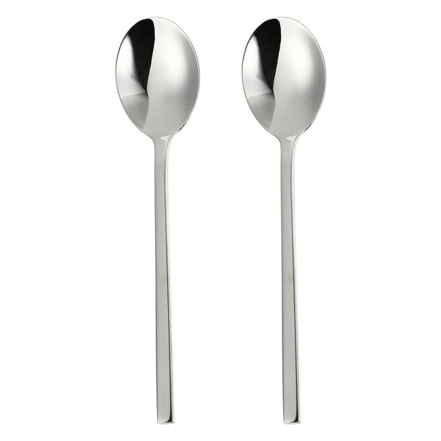 2 Pcs Cuillères en Acier Inoxydable avec Manche Carré Longues Cuillères à Dessert Cuillères à Gâteau (Argent)