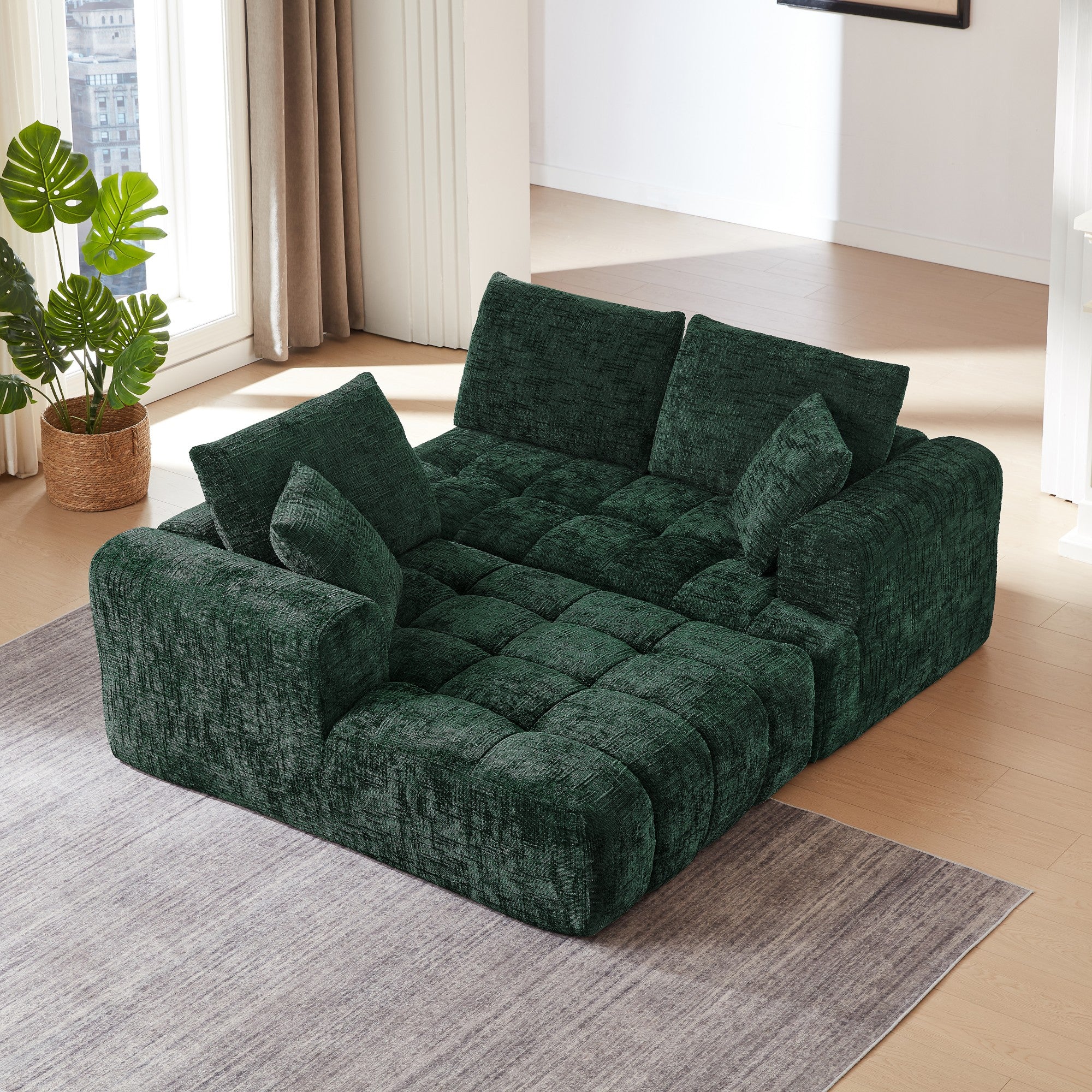 Sailvan Chenille L-Shape Luxury Sectional Oversized Sofa, Comfy Sleeper Couch, No Assembly Required