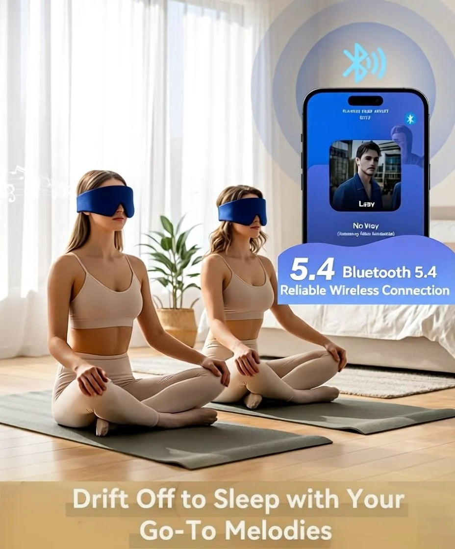 FACEMOON Bluetooth 5.0 Sleep Headphones Eye Mask Noise Reducing Design for Restful Sleep Comfort