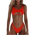 thumbnail image 2 of Sakmal Bikini Sets for Women Two Piece Cutout Red Sexy Bathing Suits Triangle Padded Push Up Swimsuit Sets, 2 of 8