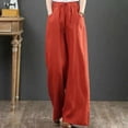 thumbnail image 2 of Edvintorg Womens Casual Loose Elastic Waist Cotton Linen Trousers Loose Plus Size Pants Wide Leg Pants With Pockets On Clearance, 2 of 5