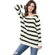 thumbnail image 3 of Suéter de rayas túnica con hombros descubiertos y cuello redondo para mujer blanco S, 3 of 6