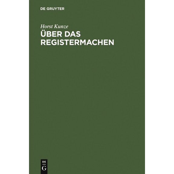 Über Das Registermachen, (Hardcover)