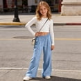thumbnail image 6 of Wiyuqeen Kids Wide Leg Pants 3-14 Years Girls Linen Straight Leg Palazzo Pant Elastic Waist Baggy Sweatpants Bottoms with Pocket, 6 of 10
