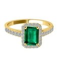 thumbnail image 3 of AoneJewelry 14k Solid Yellow Gold Gemstone Ring With 1.20 Cttw Emerald Cut Emerald and Natural Diamonds (I-J, I1-I2), 3 of 5