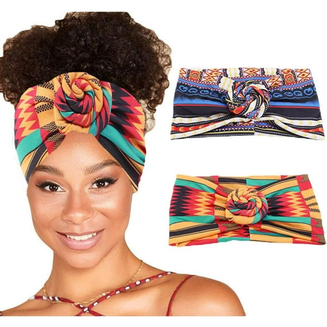 Diadema africana para el pelo, diademas bohemias, turbante con nudo elástico, accesorios para el cabello preatados Vintage para mujeres y niñas (juego de 2) oso de fresa Electrónica