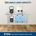 thumbnail image 2 of Stainless Steel Table for Prep Work 30"x48" NSF Commercial Metal Worktable Adjustable Height Leveling Feet Extra Strength Kitchen Storage Rack for Restaurant Warehouse, 2 of 9